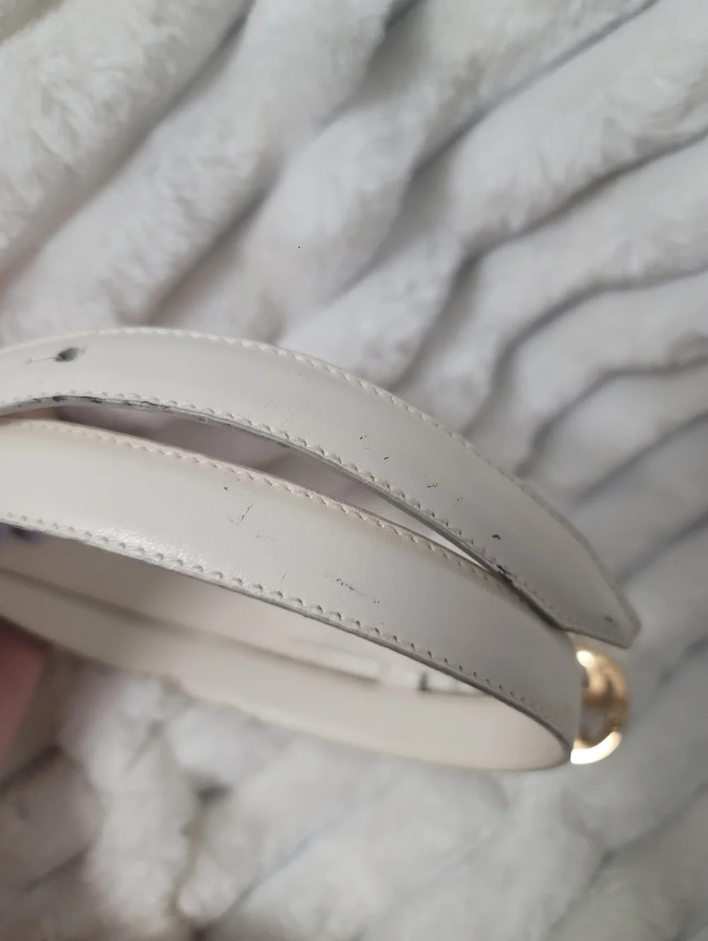 Gucci White/Black Leather Vintage Interlocking G Buckle Belt Size 70 - Picture 4 of 8